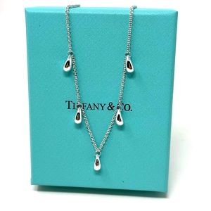 Authentic Tiffany & Co. Peretti 5 Teardrop Charm Necklace.
